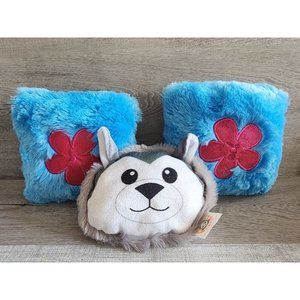 Wolf Face Flower Pillow Plush Throw Kids Room Decor LOT of 3